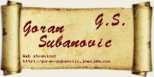 Goran Subanović vizit kartica
